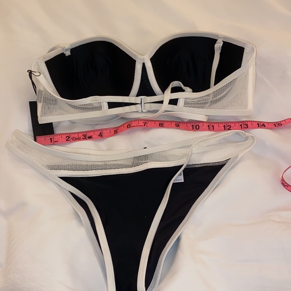 KENDALL + KYLIE NWT Sexy Underwire Bikini Set Black 2 Tone white Mesh L - Picture 9 of 9